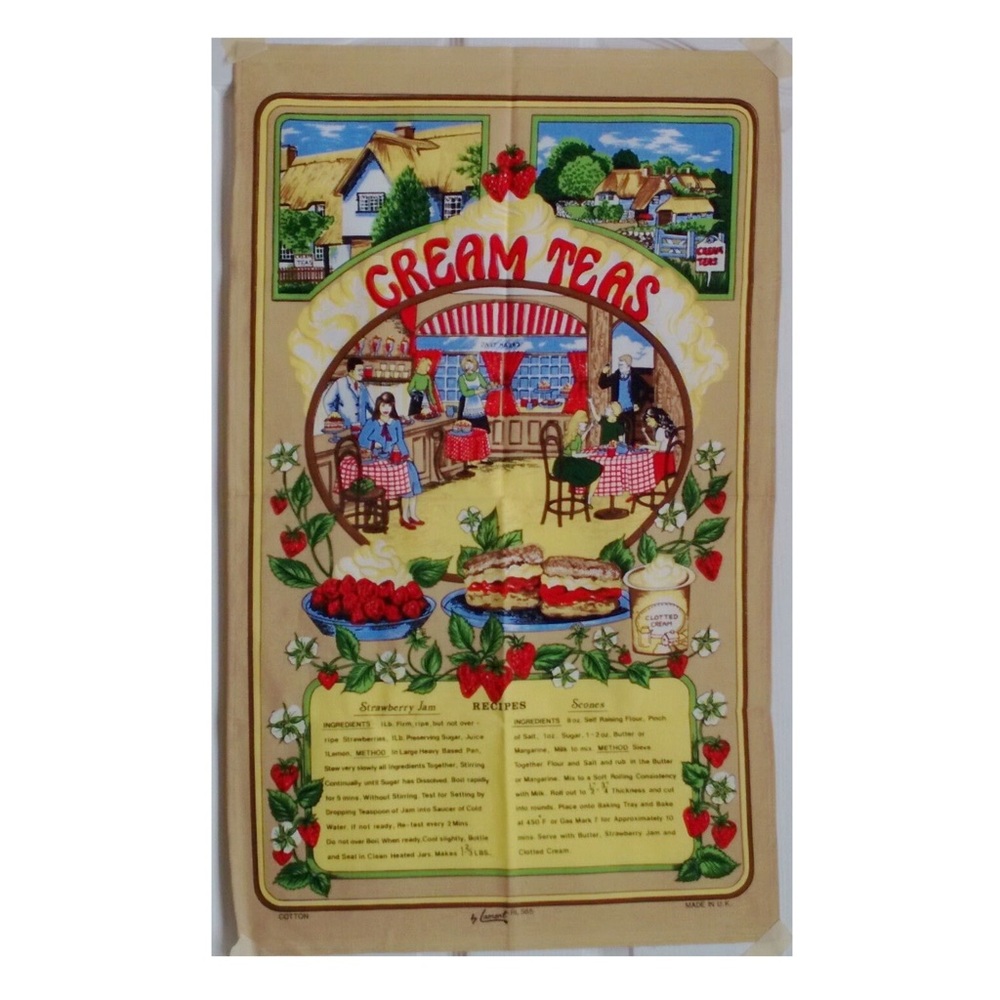 vintage Lamont tea towel oversized cotton Cream Teas towel